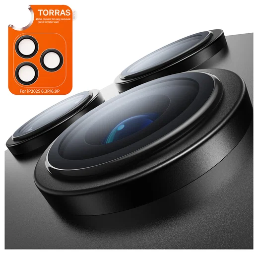 TORRAS LensGuard iPhone 17 Pro Camera Protector Tempered Glass Zwart afbeelding 5