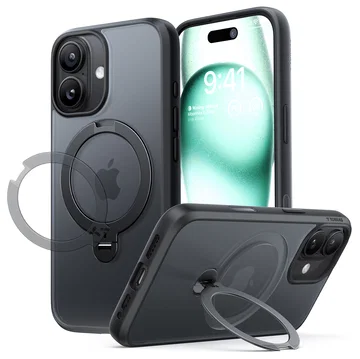 TORRAS Ostand Spin Apple iPhone 17 Hoesje 360° MagSafe Stand Zwart