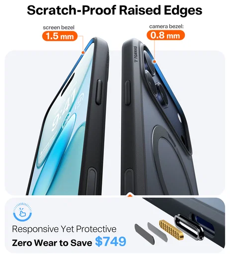 TORRAS Ostand Spin Apple iPhone 17 Pro Hoesje 360° MagSafe Stand Zwart afbeelding 6
