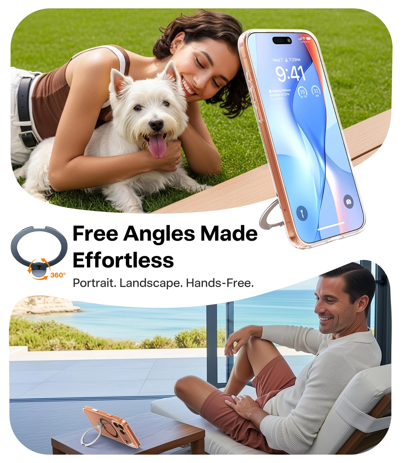 TORRAS Ostand Spin Apple iPhone 17 Pro Hoesje 360° MagSafe Stand Transparant afbeelding 6