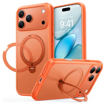 TORRAS Ostand Spin Apple iPhone 17 Pro Hoesje 360° MagSafe Stand Oranje