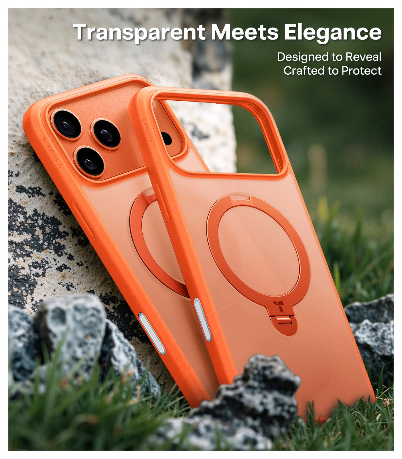 TORRAS Ostand Spin Apple iPhone 17 Pro Hoesje 360° MagSafe Stand Oranje afbeelding 3