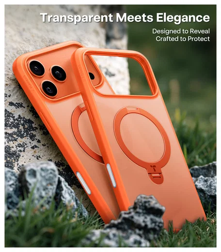 TORRAS Ostand Spin Apple iPhone 17 Pro Hoesje 360° MagSafe Stand Oranje afbeelding 3