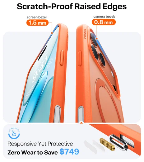 TORRAS Ostand Spin Apple iPhone 17 Pro Hoesje 360° MagSafe Stand Oranje afbeelding 6