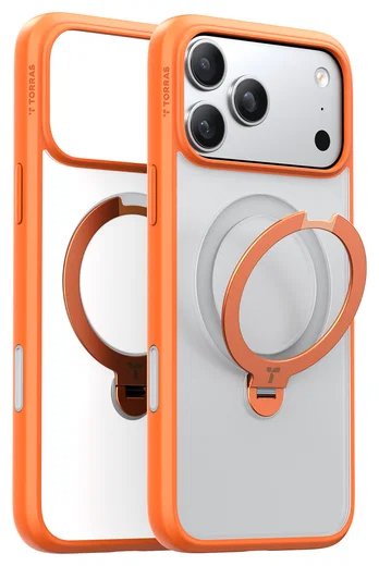 TORRAS Ostand Spin Apple iPhone 17 Pro Hoesje 360° MagSafe Stand Oranje afbeelding 8