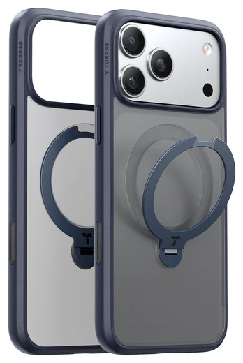 TORRAS Ostand Spin Apple iPhone 17 Pro Hoesje 360° MagSafe Stand Blauw afbeelding 8