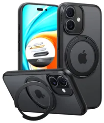 TORRAS Ostand Pro Apple iPhone 17 Hoesje 360° MagSafe Stand Zwart afbeelding