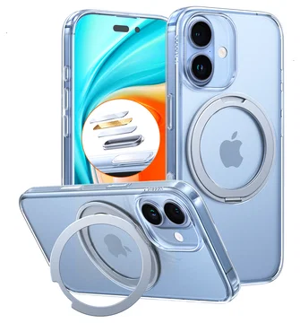 TORRAS Ostand Pro Apple iPhone 17 Hoesje 360° MagSafe Stand Transparant