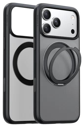 TORRAS Ostand Pro Apple iPhone 17 Pro Hoesje 360° MagSafe Stand Zwart afbeelding 8