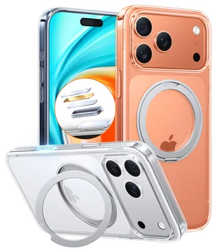 TORRAS Ostand Pro Apple iPhone 17 Pro Hoesje 360° MagSafe Stand Transparant