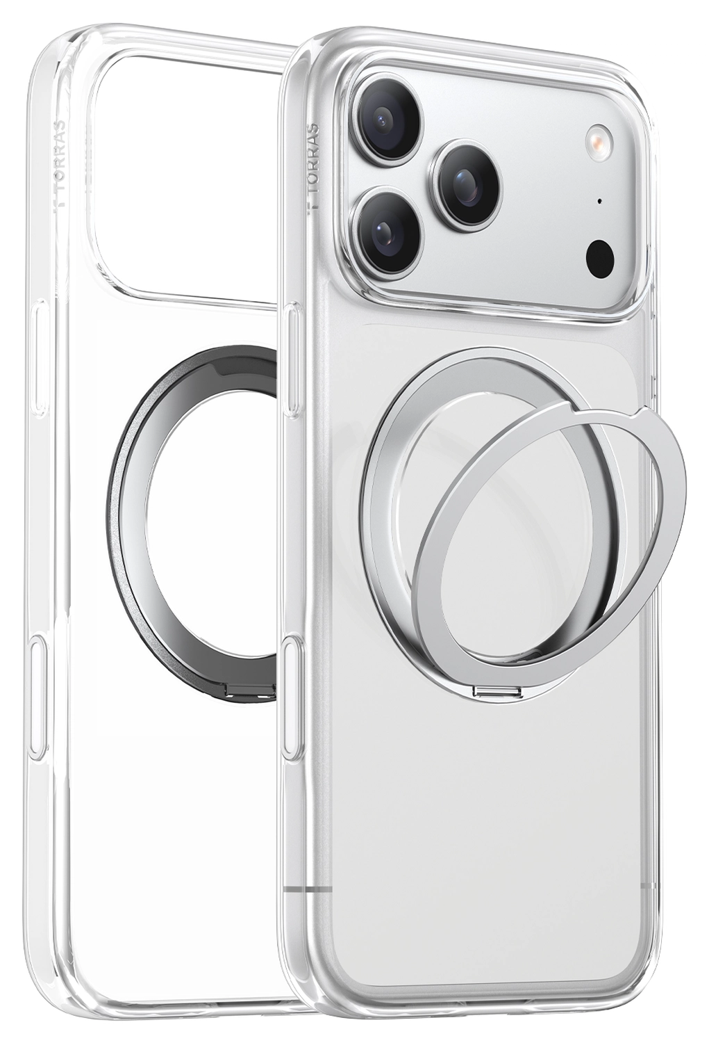 TORRAS Ostand Pro Apple iPhone 17 Pro Hoesje 360° MagSafe Stand Transparant afbeelding 8