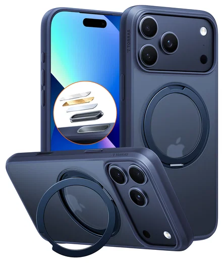 TORRAS Ostand Pro Apple iPhone 17 Pro Hoesje 360° MagSafe Stand Blauw afbeelding 1