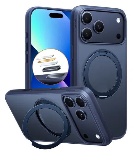 TORRAS Ostand Pro Apple iPhone 17 Pro Max Hoesje 360° MagSafe Stand Blauw afbeelding 1