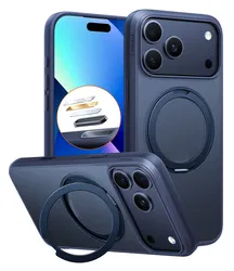 TORRAS Ostand Pro Apple iPhone 17 Pro Max Hoesje 360° MagSafe Stand Blauw afbeelding