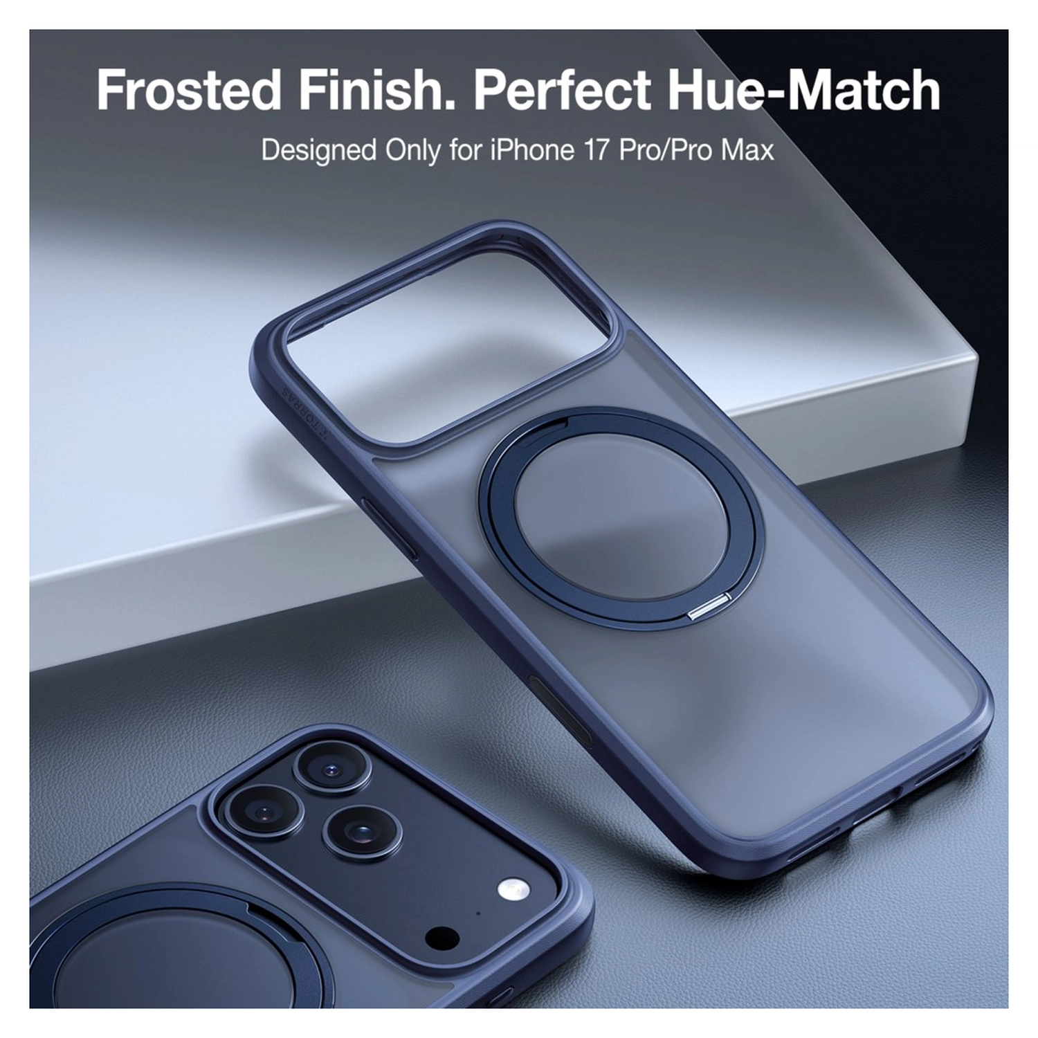 TORRAS Ostand Pro Apple iPhone 17 Pro Max Hoesje 360° MagSafe Stand Blauw afbeelding 4