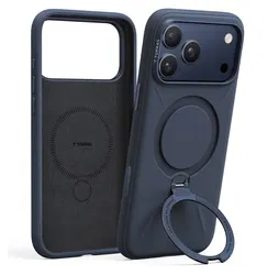 TORRAS Q Pro Silicone iPhone 17 Pro Hoesje MagSafe 360° Kickstand Blauw afbeelding