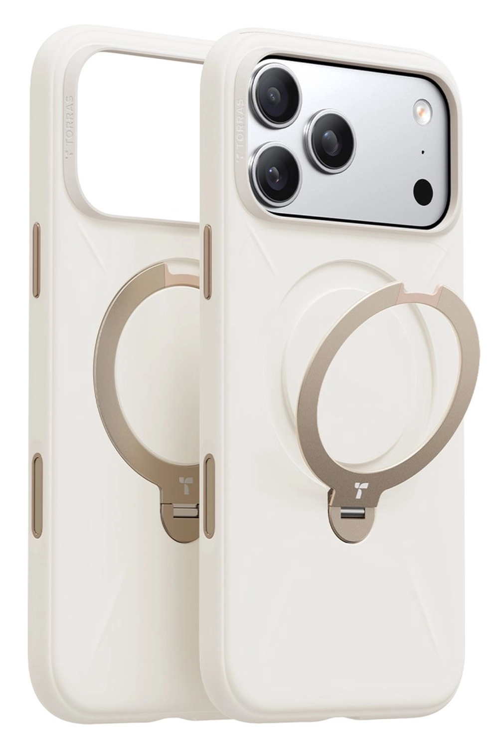 TORRAS Q Pro Silicone iPhone 17 Pro Hoesje MagSafe 360° Kickstand Wit afbeelding 7