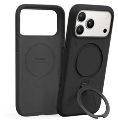 TORRAS Q Pro Silicone iPhone 17 Pro Max Hoesje MagSafe 360° Kickstand Zwart afbeelding