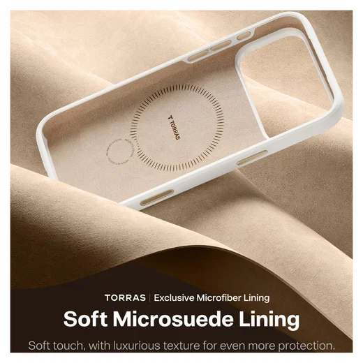 TORRAS Q Pro Silicone iPhone 17 Pro Max Hoesje MagSafe 360° Kickstand Wit afbeelding 6