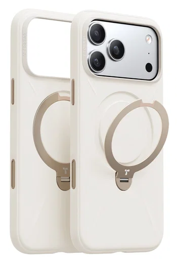 TORRAS Q Pro Silicone iPhone 17 Pro Max Hoesje MagSafe 360° Kickstand Wit afbeelding 7