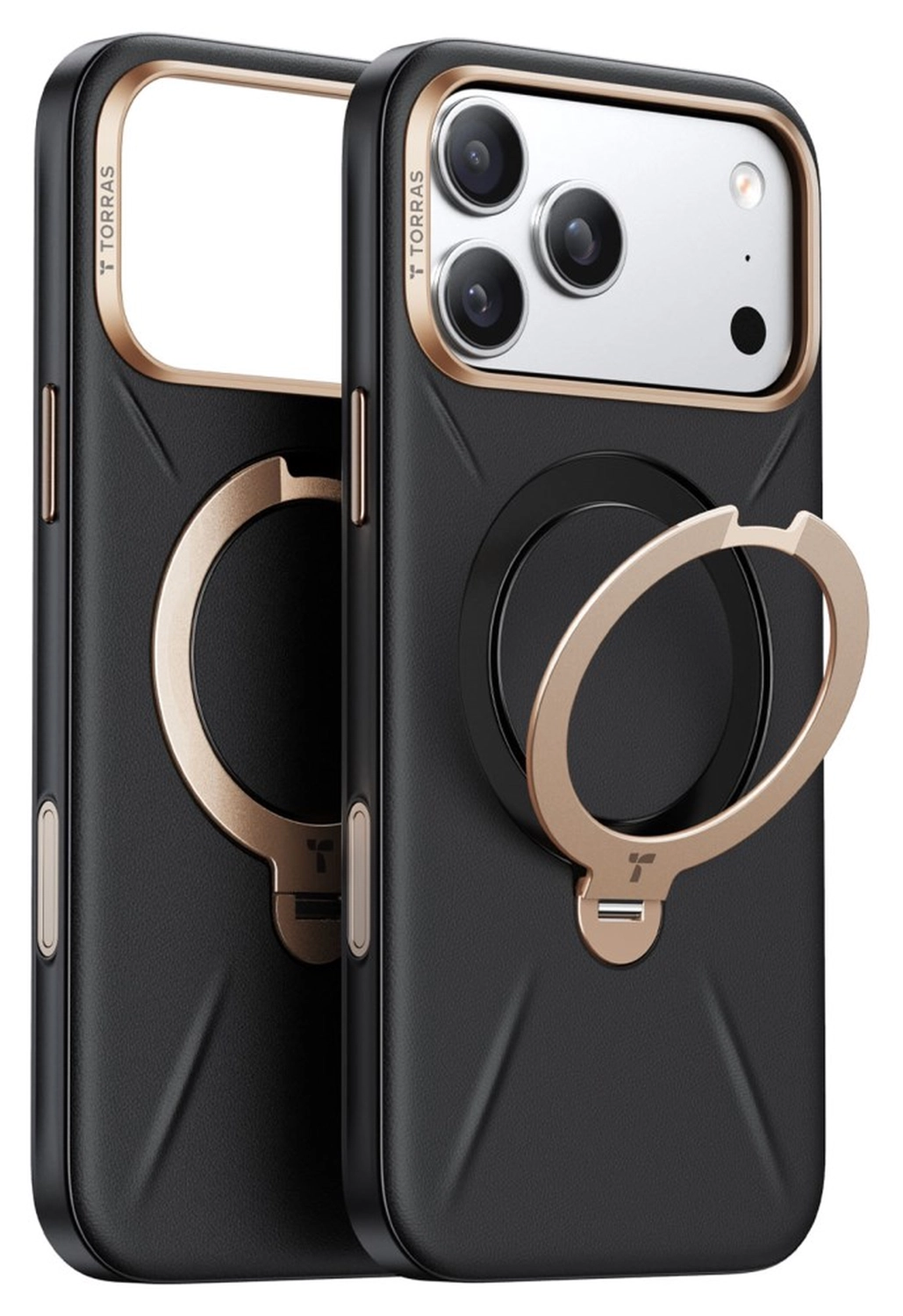 TORRAS Q Pro Leather iPhone 17 Pro Max Hoesje MagSafe 360° Kickstand Zwart afbeelding 8
