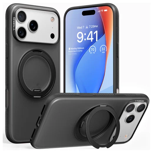 TORRAS O Fitness iPhone 17 Pro Max Hoesje MagSafe 360° Kickstand Zwart afbeelding 1