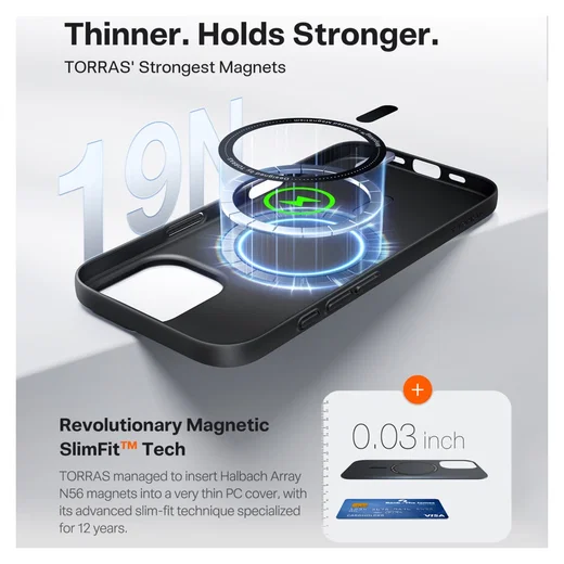 TORRAS Slim Fit Mag Apple iPhone 17 Hoesje MagSafe Back Cover Zwart afbeelding 3