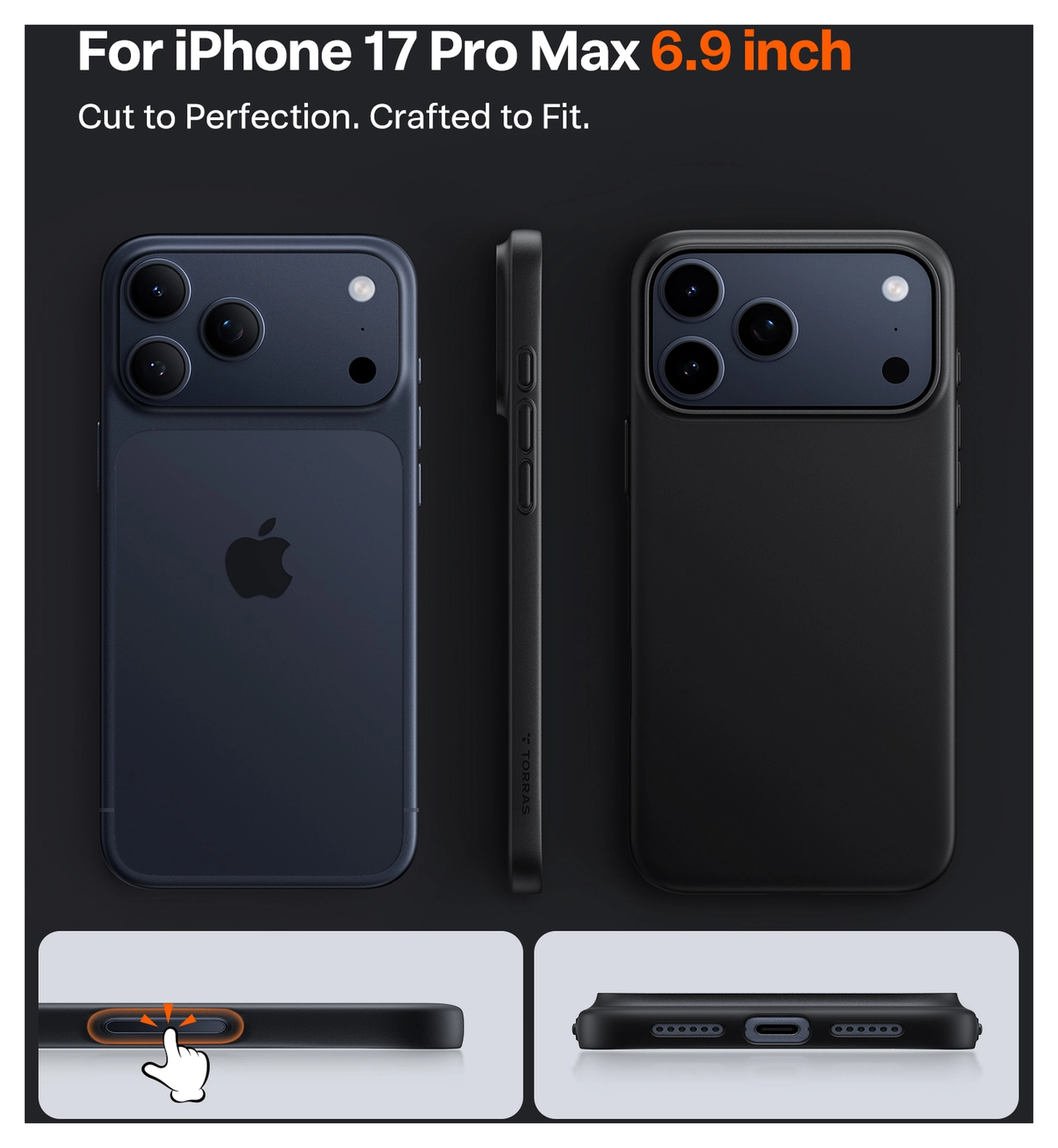 TORRAS Slim Fit Mag iPhone 17 Pro Max Hoesje MagSafe Back Cover Zwart afbeelding 7