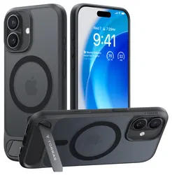 TORRAS Pstand iPhone 17 Hoesje MagSafe Kickstand Back Cover Zwart afbeelding