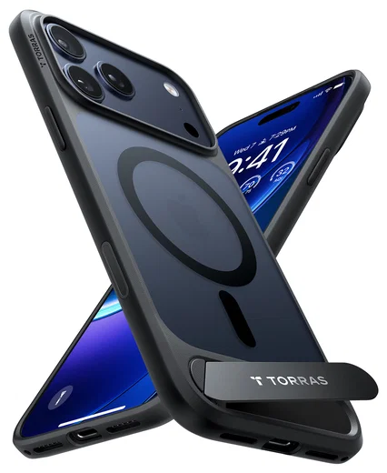 TORRAS Pstand Apple iPhone 17 Pro Hoesje MagSafe met Kickstand Zwart afbeelding 9