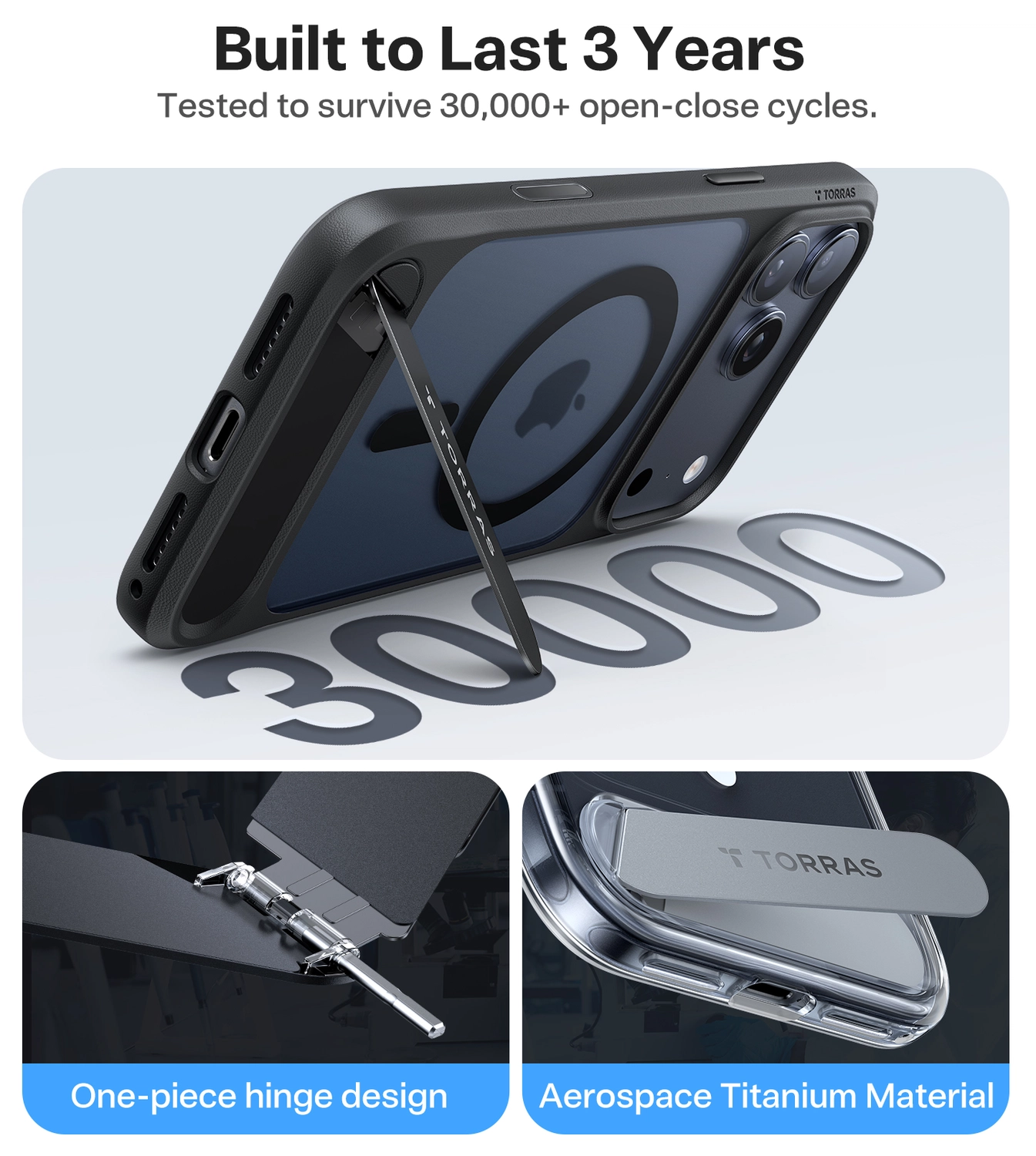 TORRAS Pstand Apple iPhone 17 Pro Max Hoesje MagSafe met Kickstand Zwart afbeelding 6