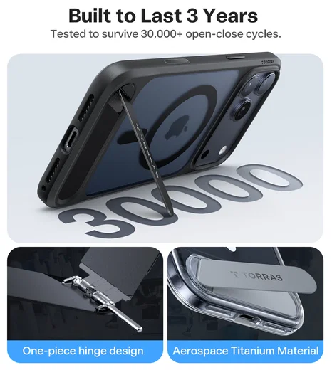 TORRAS Pstand Apple iPhone 17 Pro Max Hoesje MagSafe met Kickstand Zwart afbeelding 6