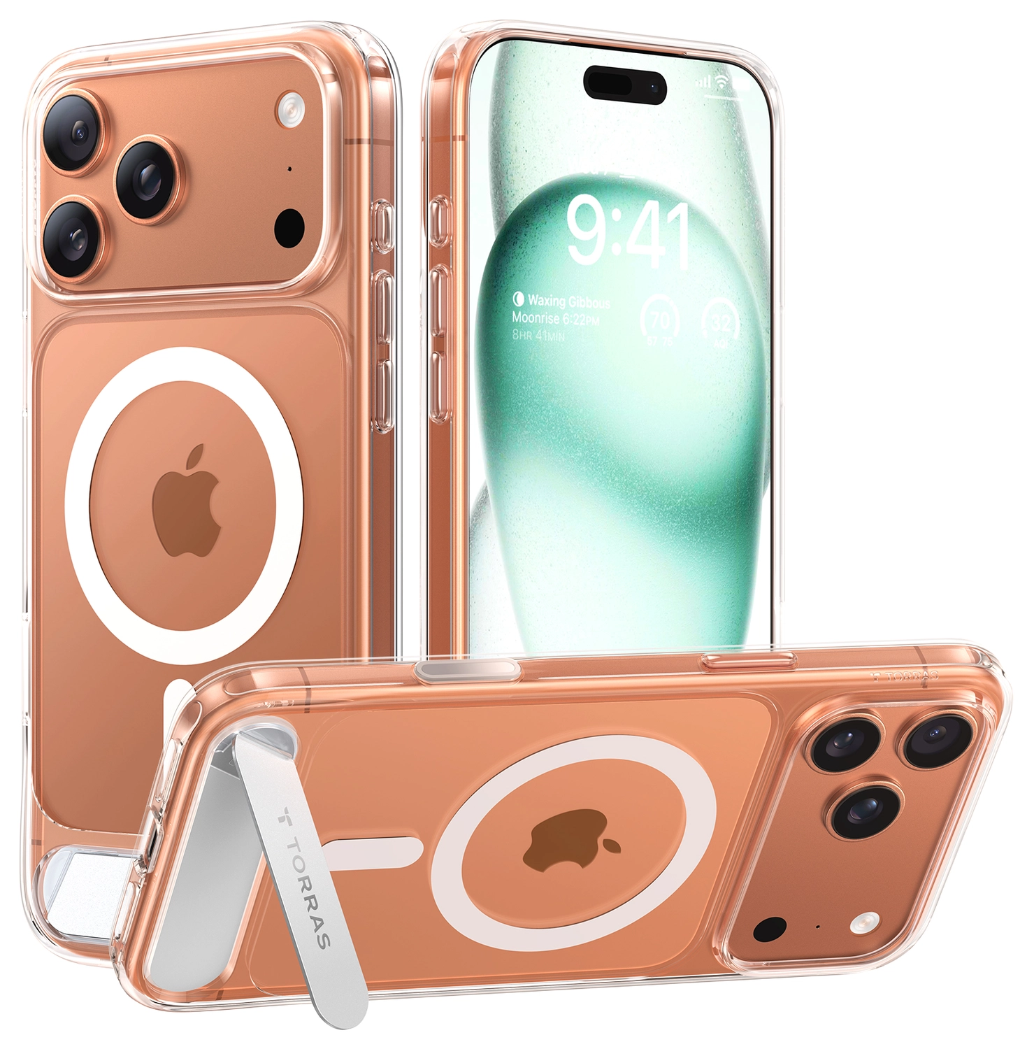 TORRAS Pstand Apple iPhone 17 Pro Max Hoesje MagSafe met Kickstand Transparant afbeelding 1