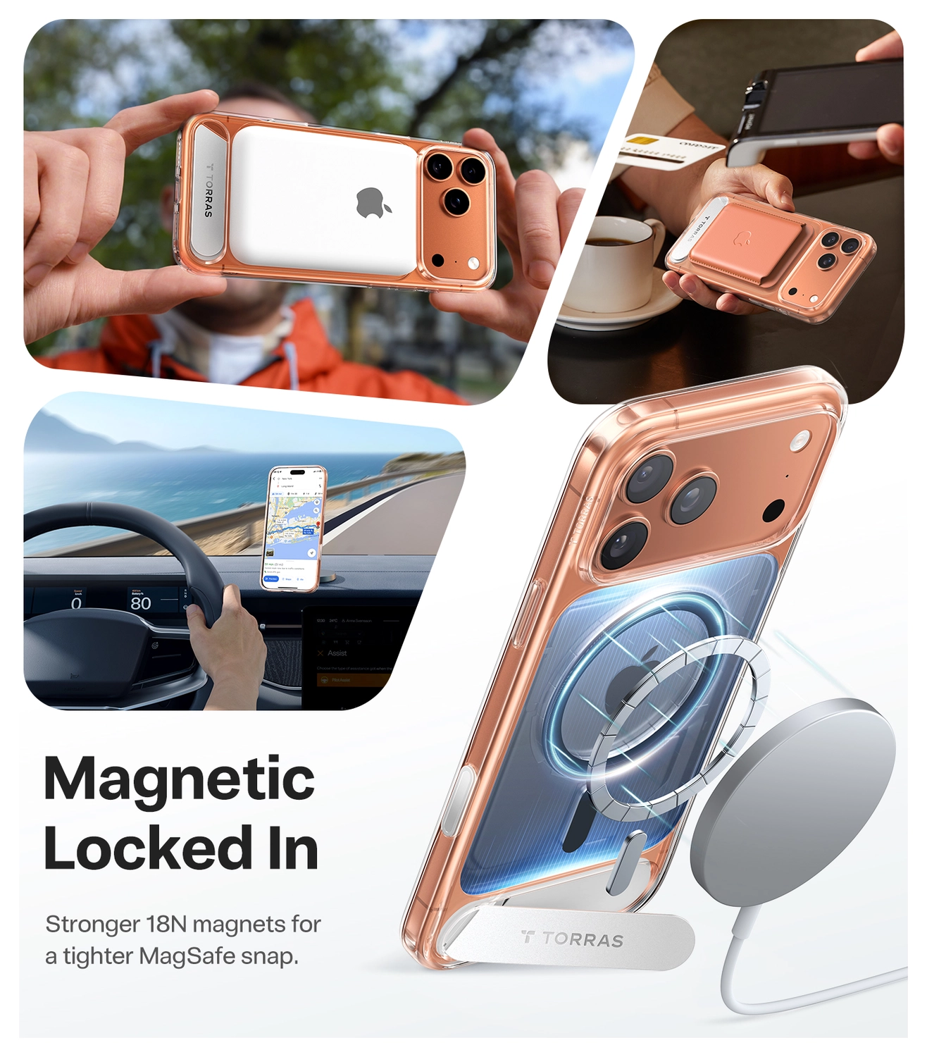 TORRAS Pstand Apple iPhone 17 Pro Max Hoesje MagSafe met Kickstand Transparant afbeelding 4