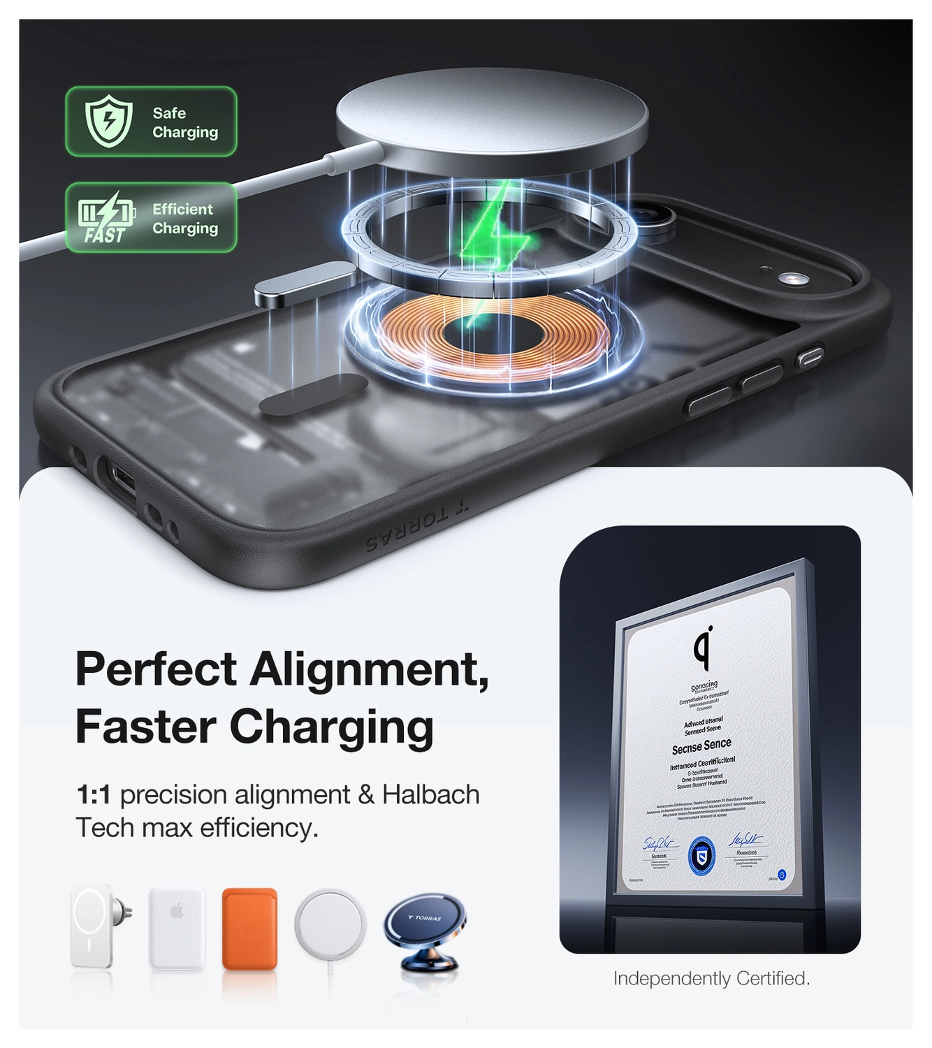 TORRAS Guardian Magnetic iPhone Air Hoesje MagSafe Zwart afbeelding 6