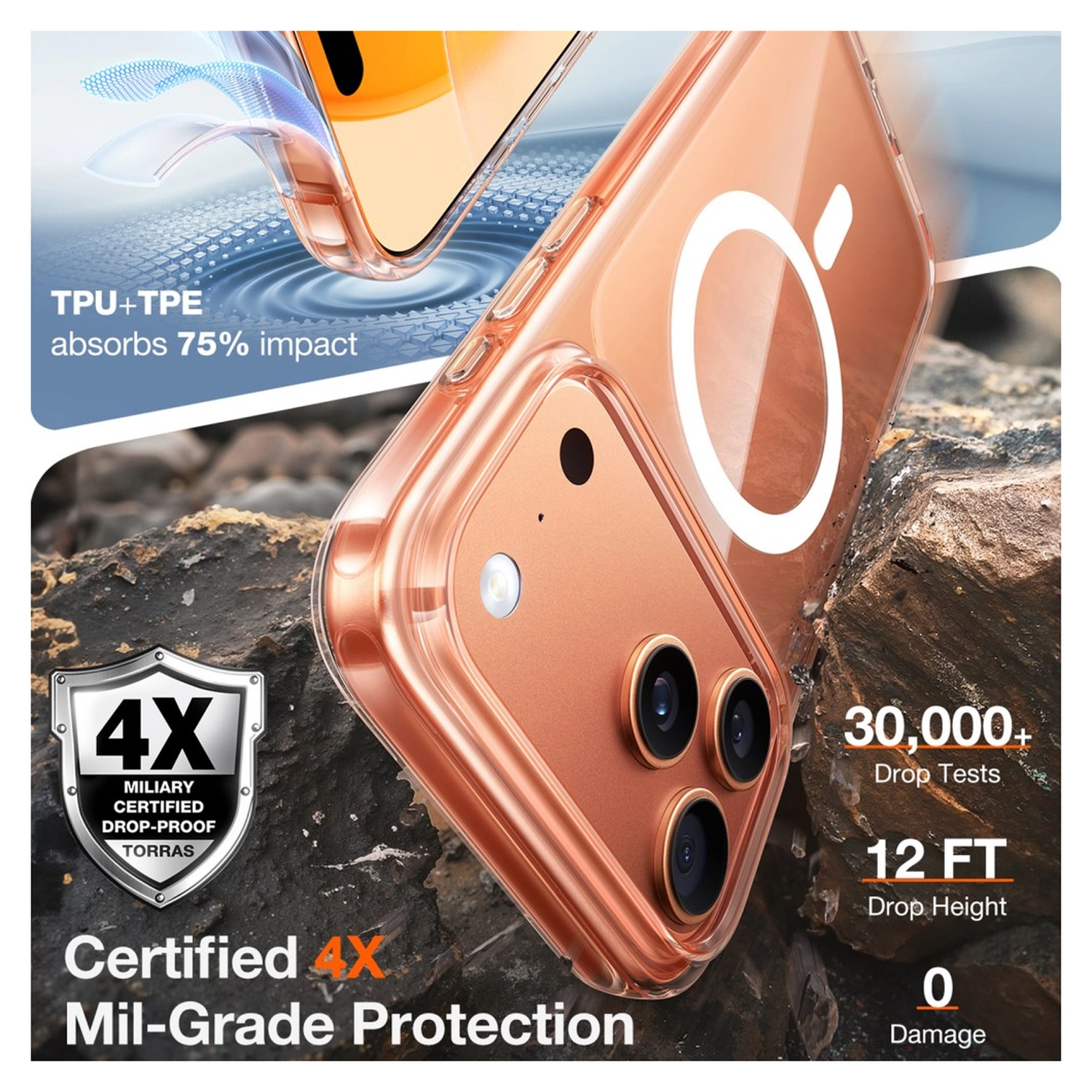 TORRAS Guardian Magnetic iPhone 17 Pro Hoesje MagSafe Back Cover Transparant afbeelding 2