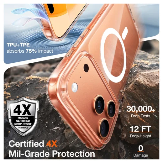 TORRAS Guardian Magnetic iPhone 17 Pro Max Hoesje MagSafe Back Cover Transparant afbeelding 2