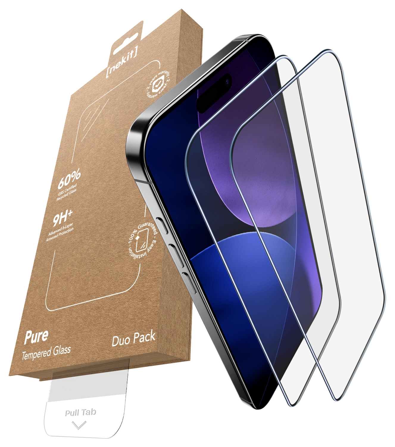 NEKIT Pure iPhone Air Tempered GRS Glass Installatiebox (2-Pack) afbeelding 2