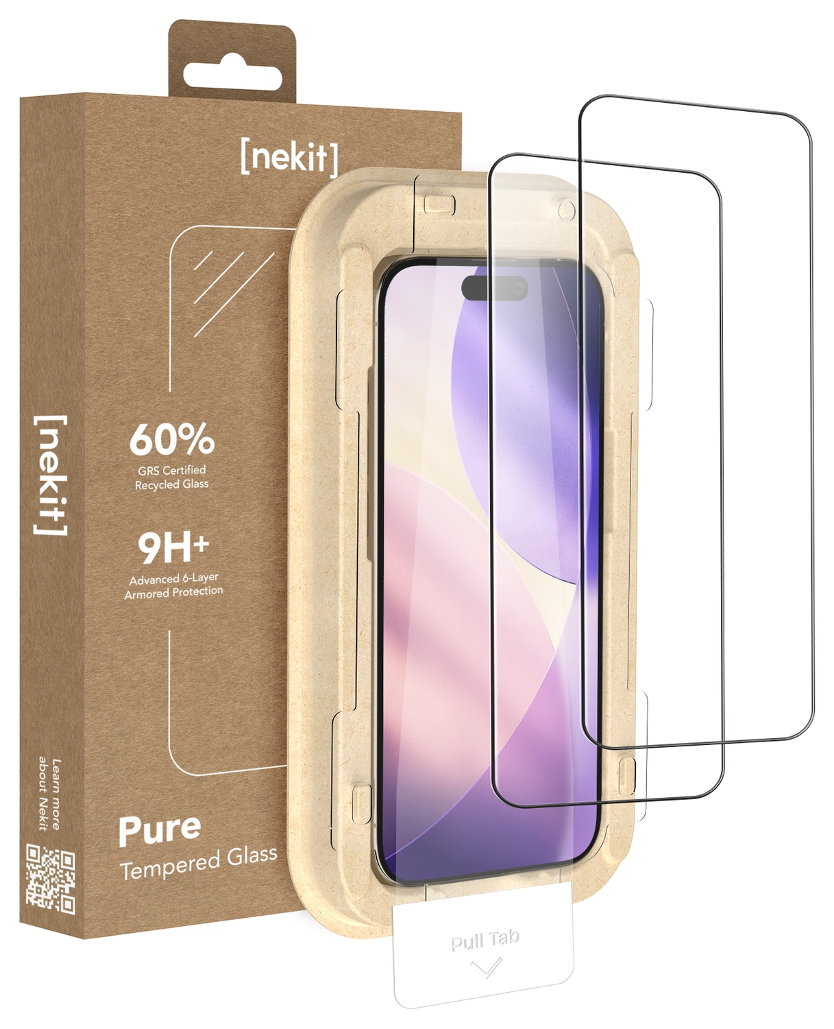 NEKIT Pure iPhone 17 Pro Tempered GRS Glass Installatiebox (2-Pack) afbeelding 1
