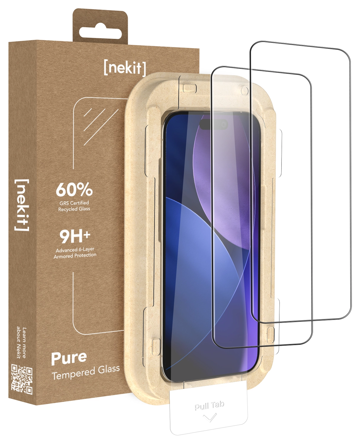 NEKIT Pure iPhone 17 Pro Max Tempered GRS Glass Installatiebox (2-Pack) afbeelding 1