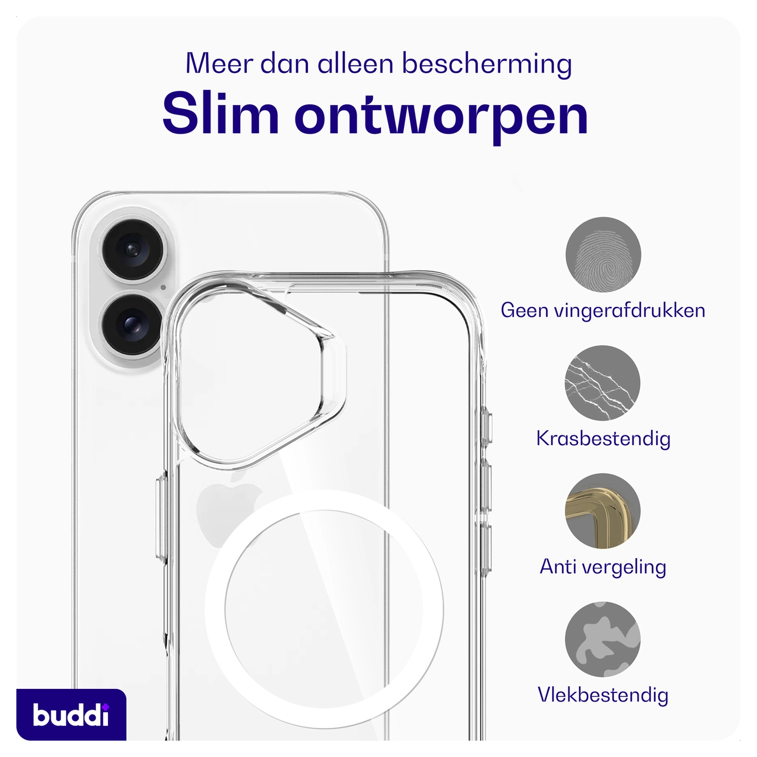 Buddi Core Apple iPhone 17 Hoesje MagSafe Back Cover Transparant afbeelding 5