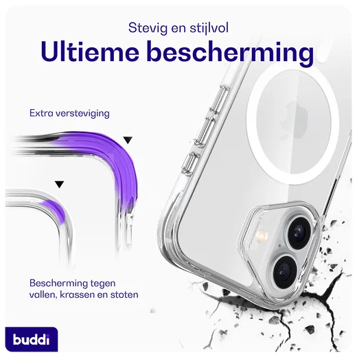 Buddi Core Apple iPhone 17 Hoesje MagSafe Back Cover Matte Transparant afbeelding 3