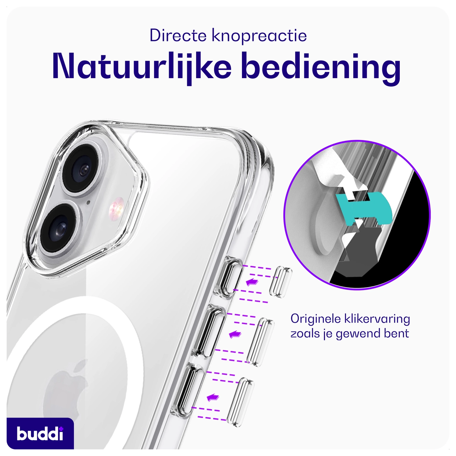 Buddi Core Apple iPhone 17 Hoesje MagSafe Back Cover Matte Transparant afbeelding 6