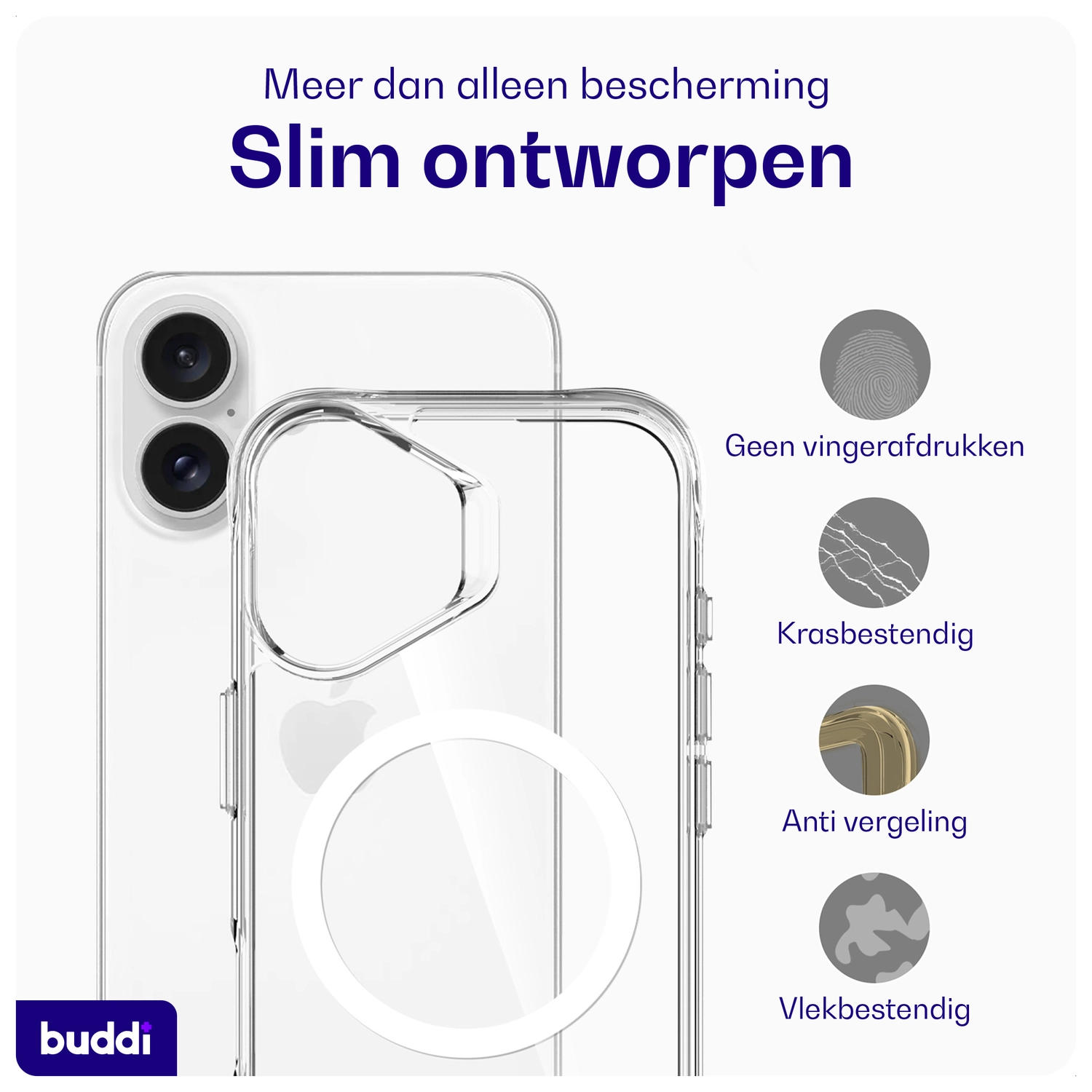 Buddi Core Apple iPhone 17 Hoesje MagSafe Back Cover Matte Transparant afbeelding 7