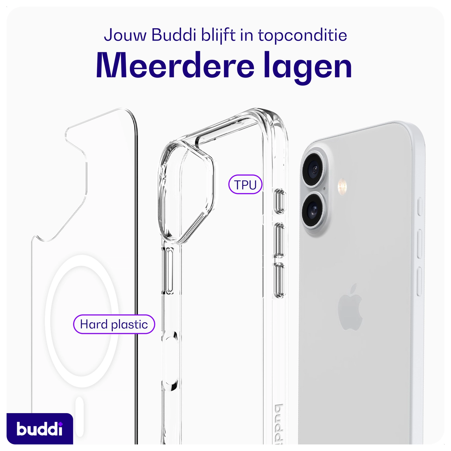 Buddi Core Apple iPhone 17 Hoesje MagSafe Back Cover Matte Transparant afbeelding 8