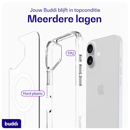 Buddi Core Apple iPhone 17 Hoesje MagSafe Back Cover Matte Transparant afbeelding 8
