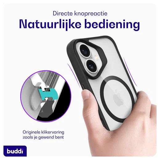 Buddi Hybrid Apple iPhone 17 Hoesje MagSafe Back Cover Transparant Zwart afbeelding 5