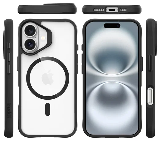 Buddi Hybrid Apple iPhone 17 Hoesje MagSafe Back Cover Transparant Zwart afbeelding 10