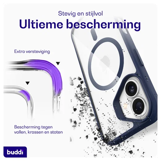 Buddi Hybrid Apple iPhone 17 Hoesje MagSafe Back Cover Transparant Blauw afbeelding 3