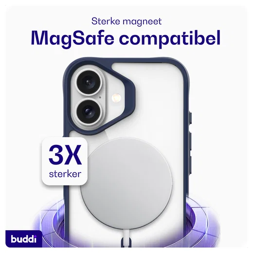 Buddi Hybrid Apple iPhone 17 Hoesje MagSafe Back Cover Transparant Blauw afbeelding 4